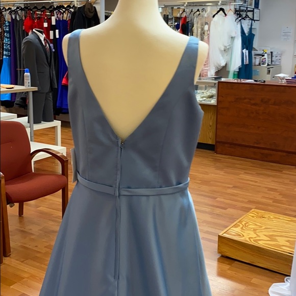 ✔️ slate blue grey bridesmaid dress with pockets - Picture 5 of 9